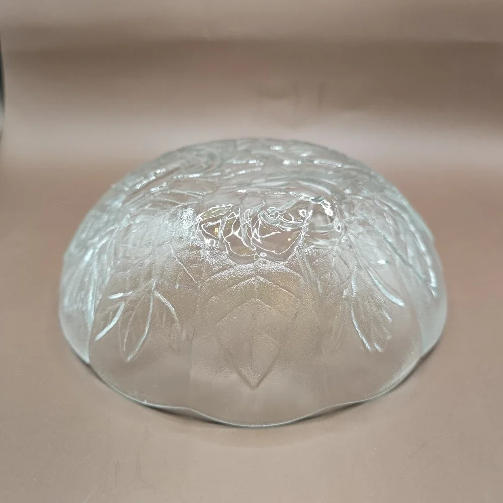 5 Pasari Crystal Livia Clear Glass Dinner Plates 1 Bowl Rose Frosted Vintage